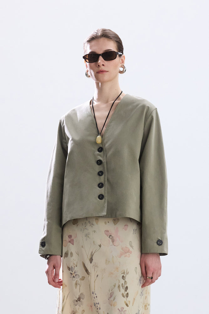 ÇAĞLA DÜĞMELİ PAMUKLU ÇEKET